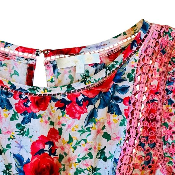 LoveShackFancy Women’s Sz M Novalie Dress in Rush of Red Mini Floral Lace - Picture 5 of 16